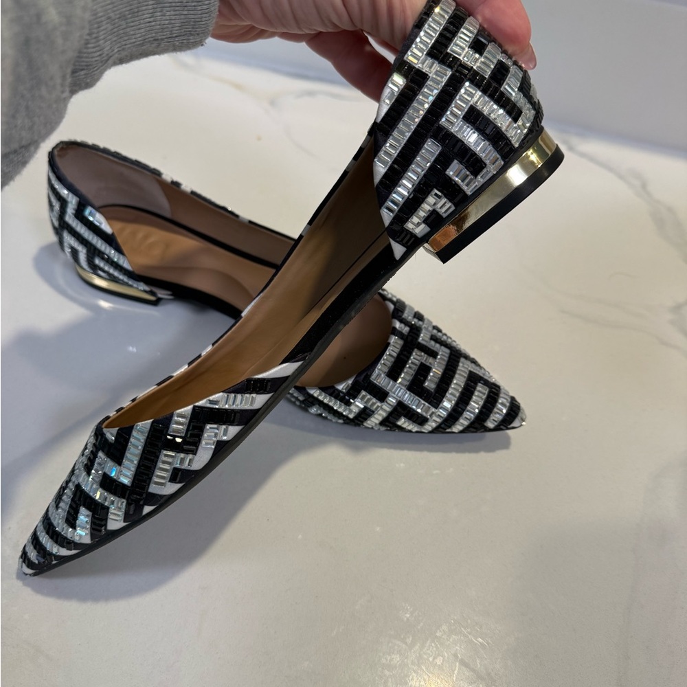 INC International Concepts Black and Silver Geometric Flats - Picture 3 of 6